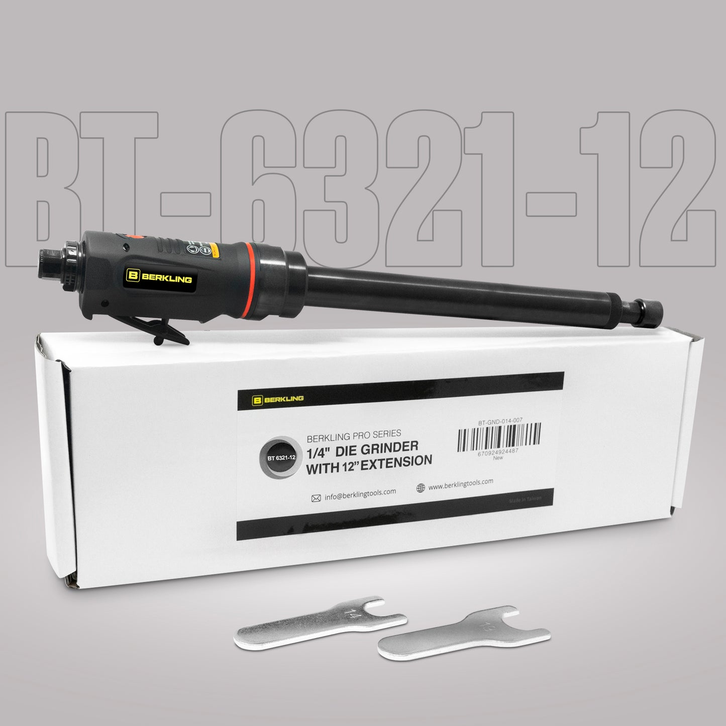 BT 6321-12 Amoladora recta neumática de grado profesional de 1/4" con eje extendido de 12"