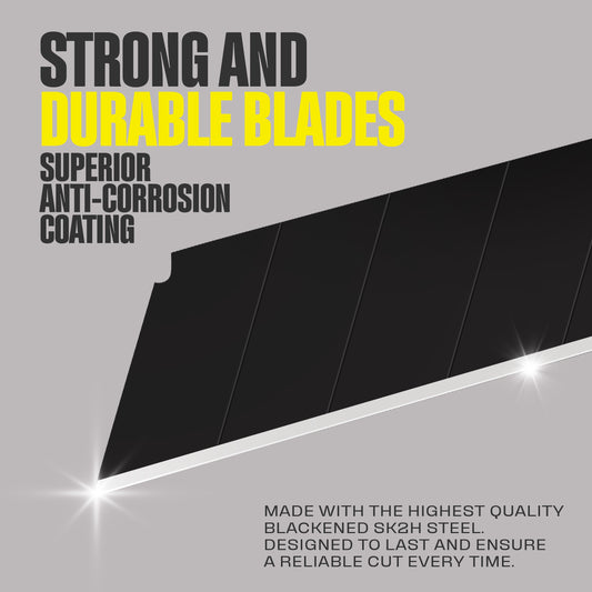 Berkling 18mm Utility Knife Blades, SK2H Blackened Steel Replacement Blade, Pack of 50