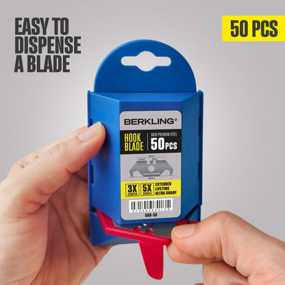 Berkling Hook Blade SK2H Utility Knife Blades, 50-Pack with Dispenser