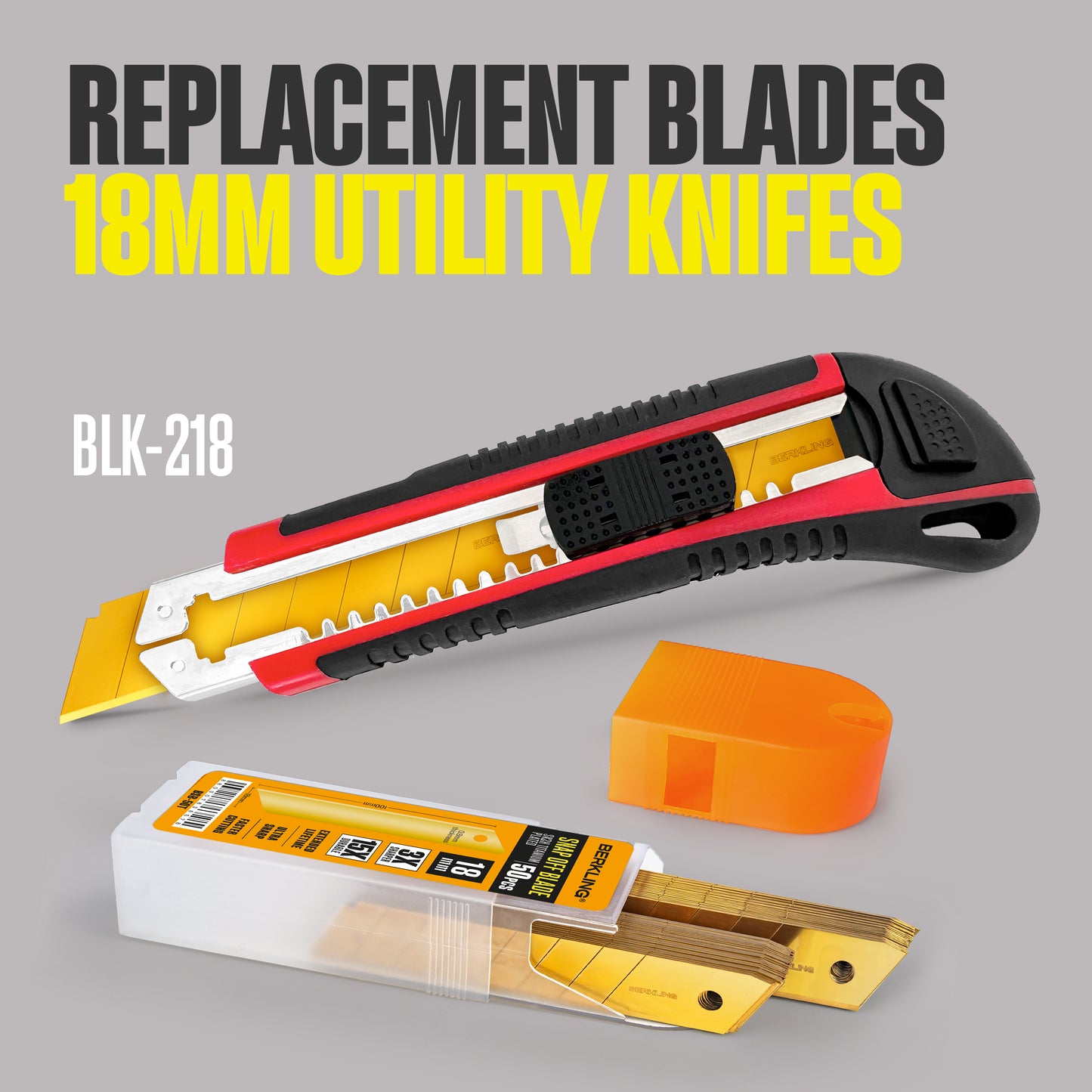 18mm Titanium-Plated SK2H Utility Knife Blades - Pack of 50 | Berkling