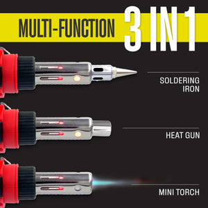 Berkling BSG-568 3-IN-1 Cordless Butane Powered Soldering Iron | Heat Gun | Mini Torch