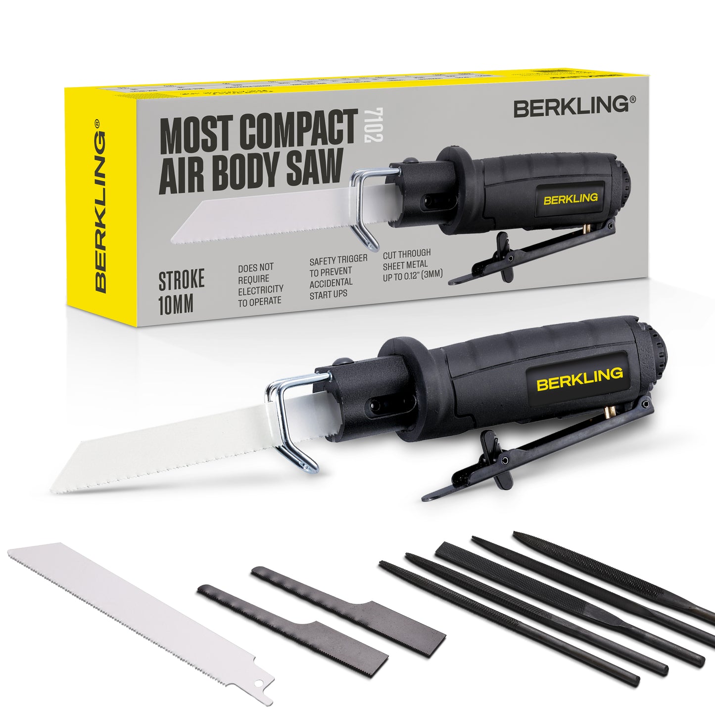7102 Multi-function Compact Low Vibration 2-in-1 Air Saw / Air File with 8pcs Accessories