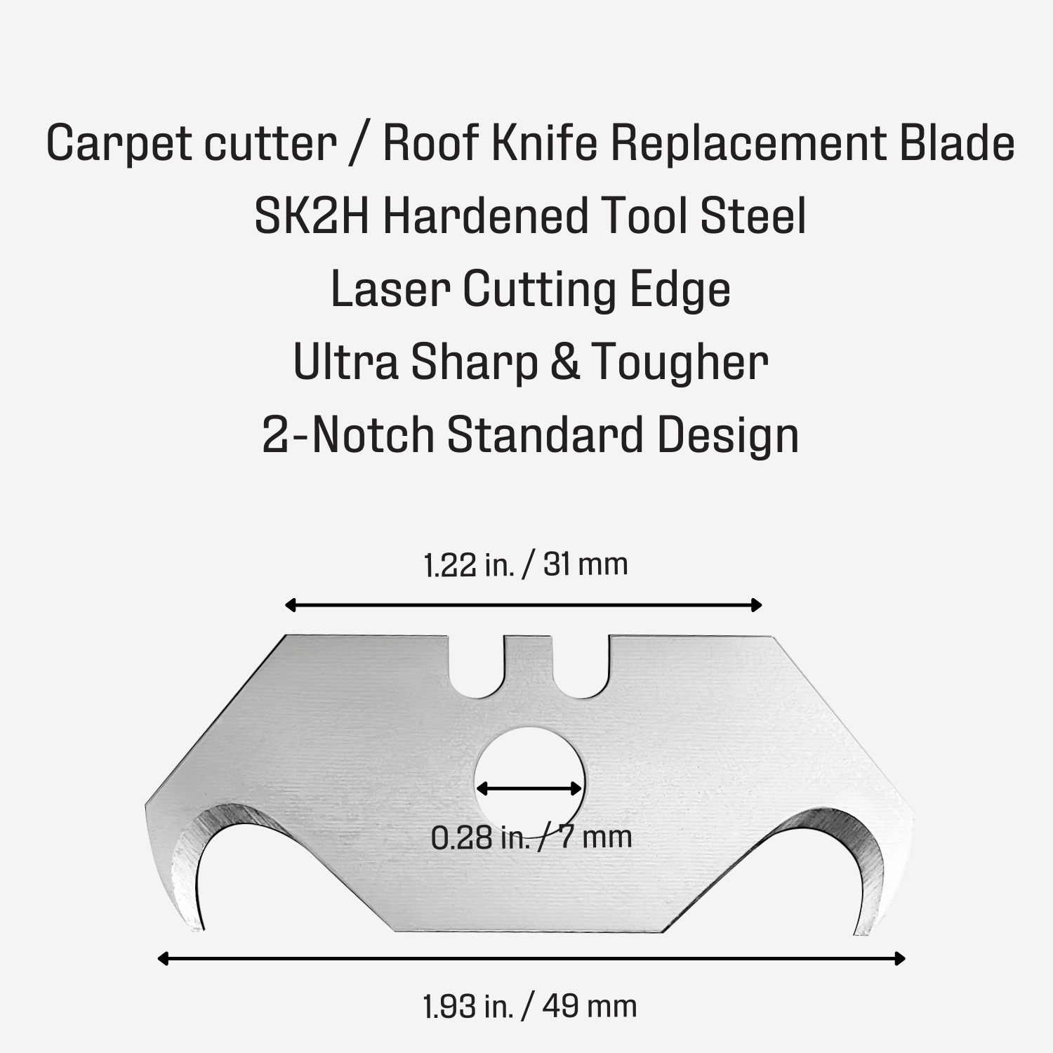 Berkling SK2H Hook Blade Utility Knife Blade 50-Pack With Dispenser, U
