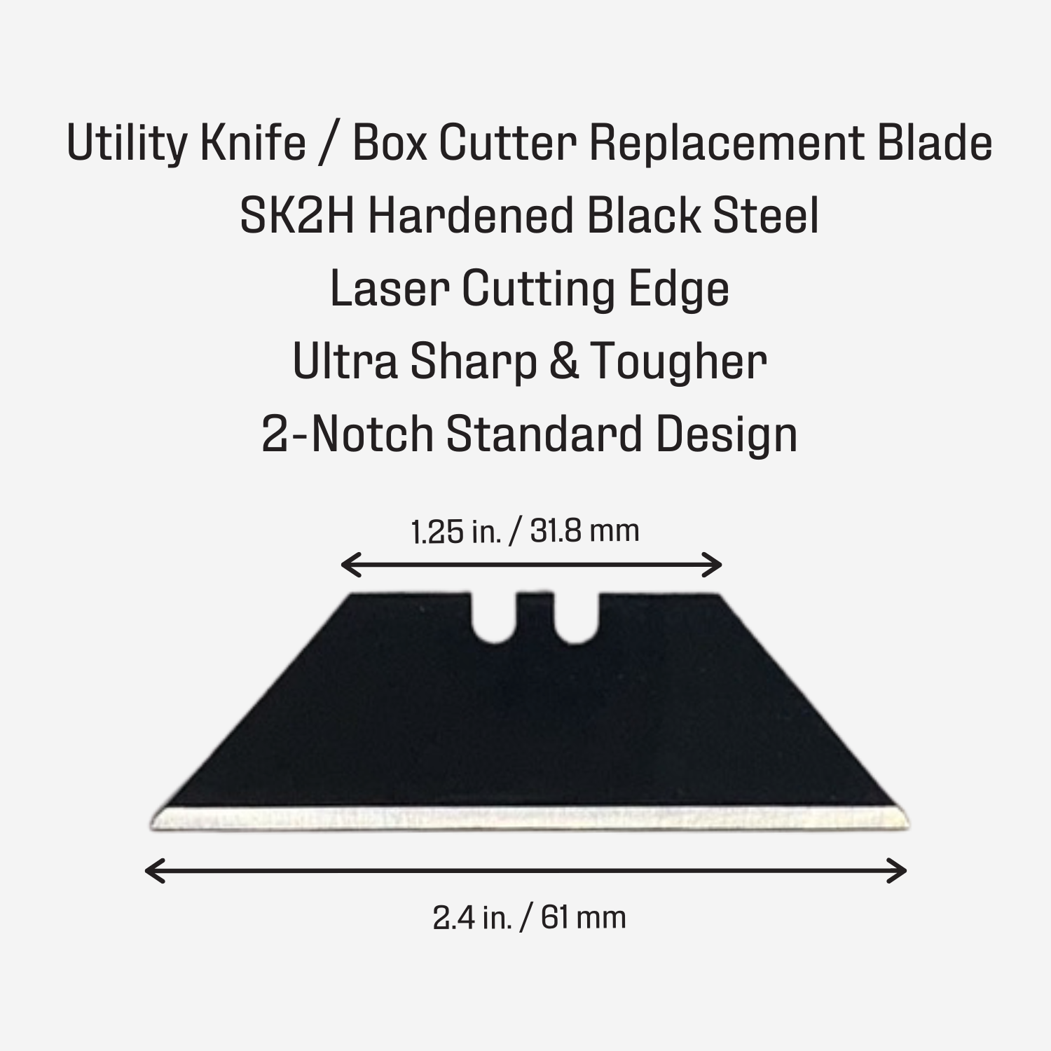 Berkling Utility Knife Blades 100 Pcs with Dispenser, SK2H Laser Sharpened Hardened Black Carbon Steel, Ultra 3X Sharper and 5X More Durable