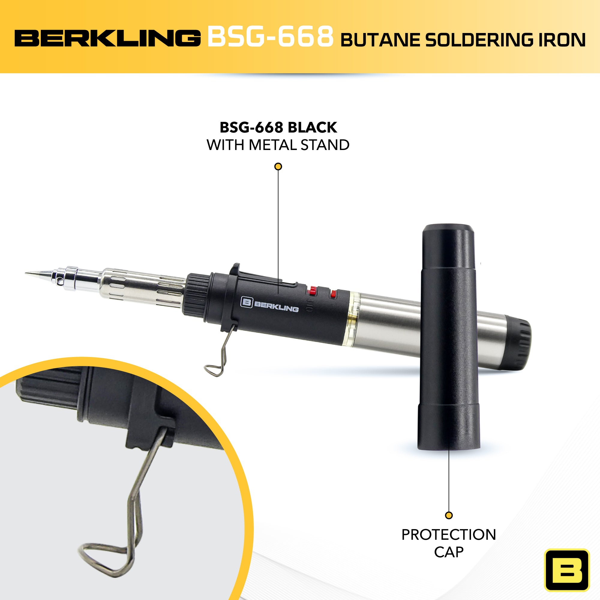 Berkling BSG-668 3-IN-1 professional grade cordless butane powered Soldering Iron | Heat Gun | Mini Torch
