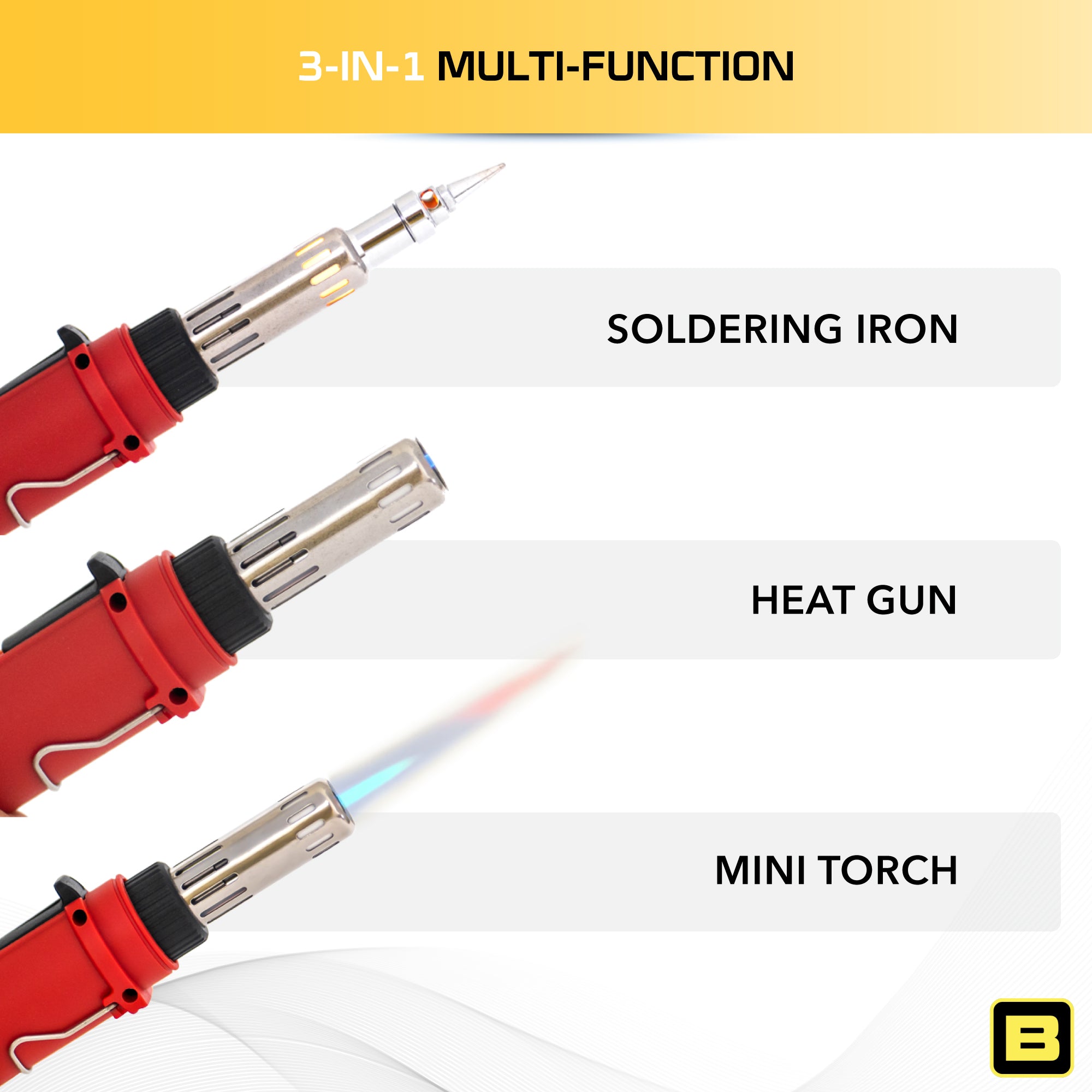 Berkling BSG-668R Premium Cordless Butane Soldering Iron Micro Solder Torch Gun Includes Pro Grade Plated Copper Tip & Stand, Red Handle